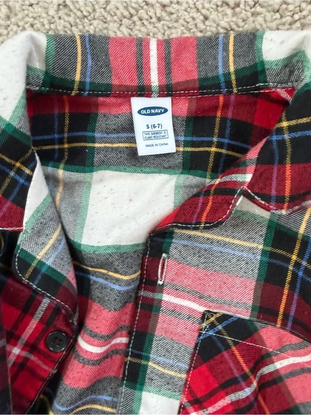 Old Navy Red and Green Plaid Kids Christmas Pajama Set size small